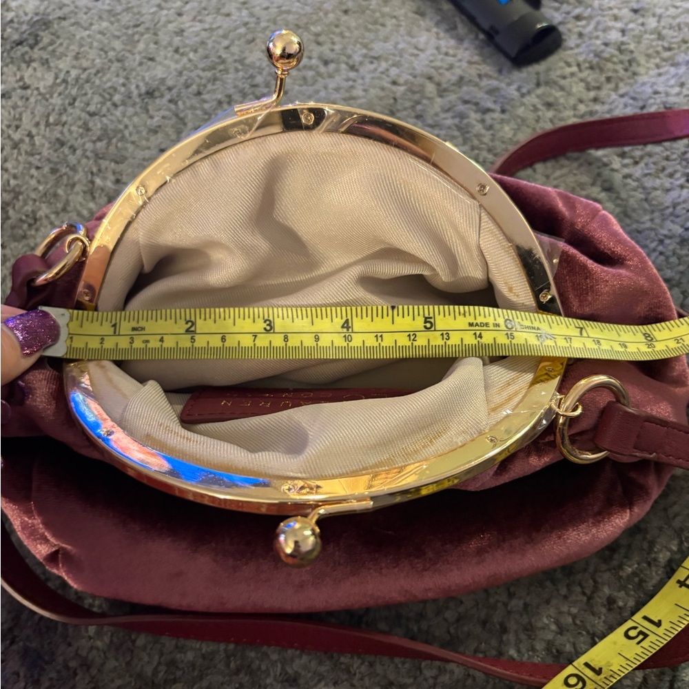 LC Lauren Conrad Wine Satin Clutch - Picture 6 of 6